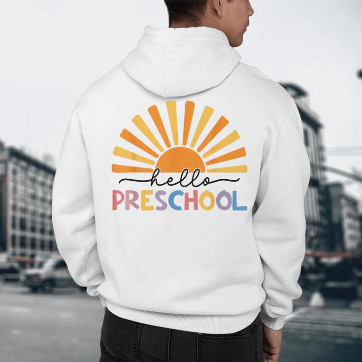 Back To School Hello Preschool For Kids Teacher Women Men's Hoodie Back Print, novelty gifts, funny gifts