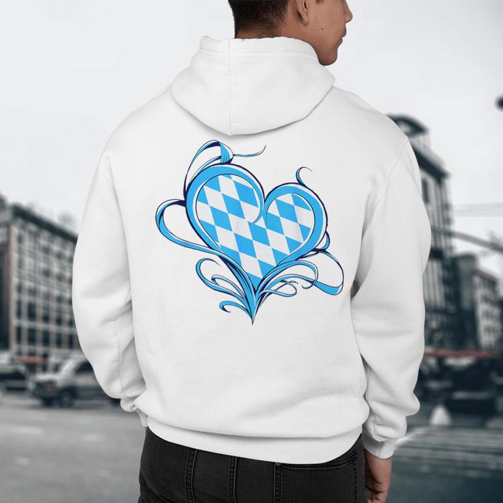 Bavarian Flag As Heart Blue Diamond Bavaria Men's Hoodie Back Print, novelty gifts, funny gifts
