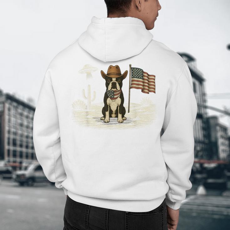 Boston Terrier 4th Of July US American Flag Dog Patriotic Men's Hoodie Back Print, novelty gifts, funny gifts