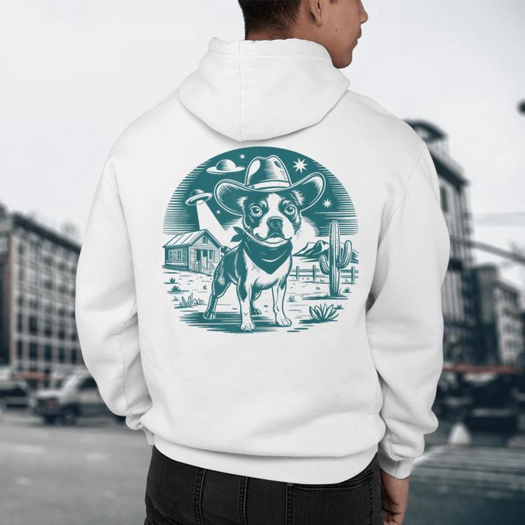 Boston Terrier Cowboy UFO Shirt Vintage Western Dog Mom Tee Men's Hoodie Back Print, novelty gifts, funny gifts
