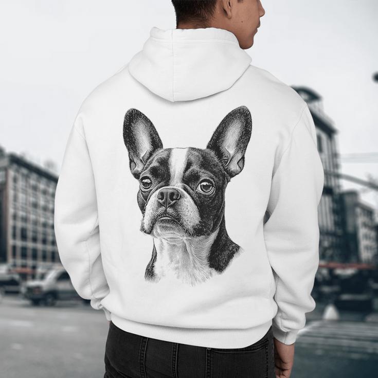 Boston Terrier Dog Motif Pet Illustration Boston Terrier For Men Women Kids Men's Hoodie Back Print, novelty gifts, funny gifts