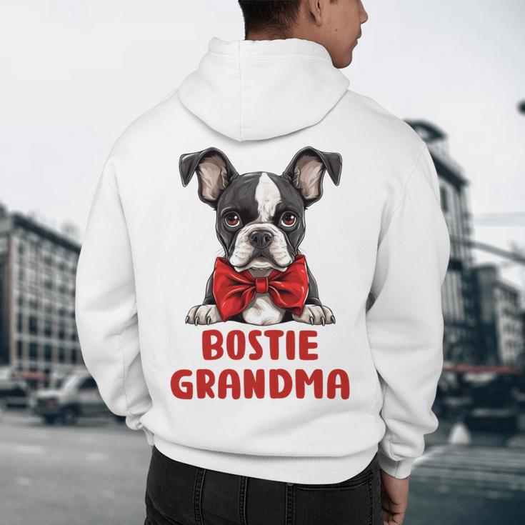 Boston Terrier Grandma Dog Lovers Puppy Bostie Owner Men's Hoodie Back Print, novelty gifts, funny gifts