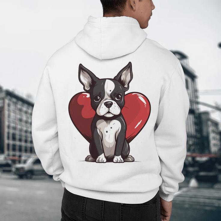Boston Terrier Mom Dad Bostie Dog Lover Valentines Day Men's Hoodie Back Print, novelty gifts, funny gifts