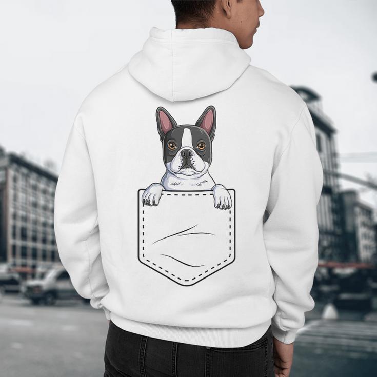 Boston Terrier In The Pocket Cute Boston Terrier Dog Lovers Men Women Girls Kids Men's Hoodie Back Print, novelty gifts, funny gifts