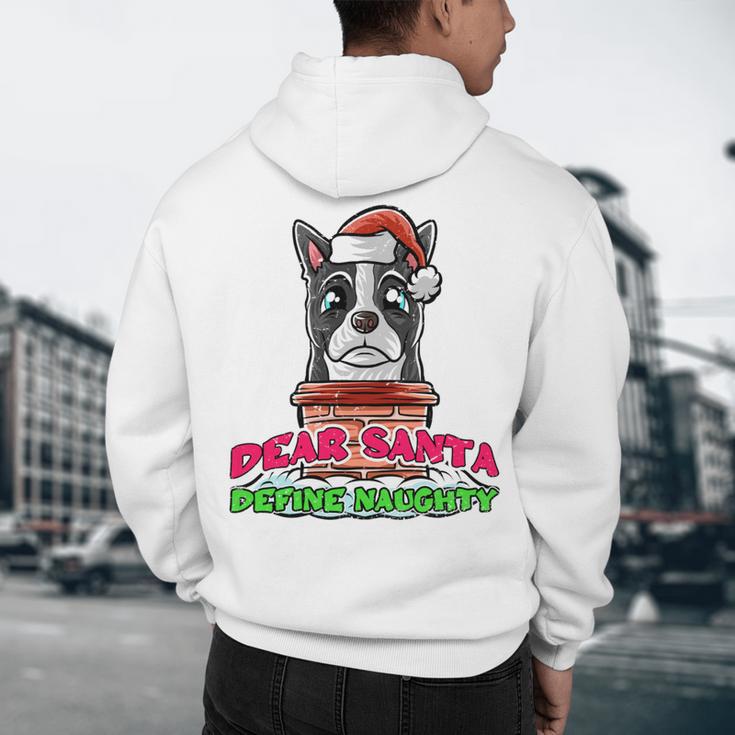 Boston Terrier Santa Claus Christmas Dog Men's Hoodie Back Print, novelty gifts, funny gifts