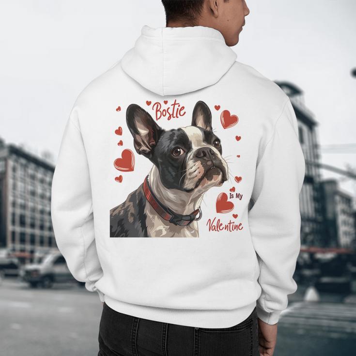 Boston Terrier Is My Valentine Cute Pet Dog Owner Valentine Men's Hoodie Back Print, novelty gifts, funny gifts