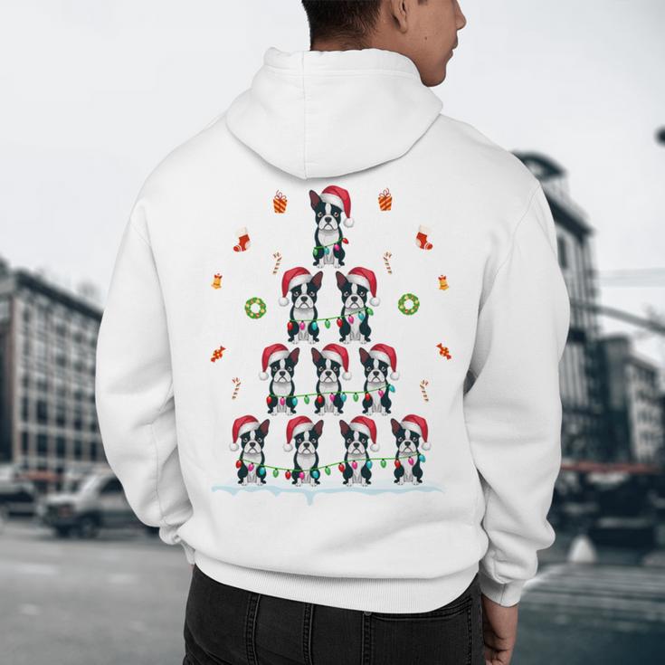 Boston Terrier Xmas Tree Lights For Men Women Boston Terrier Men's Hoodie Back Print, novelty gifts, funny gifts