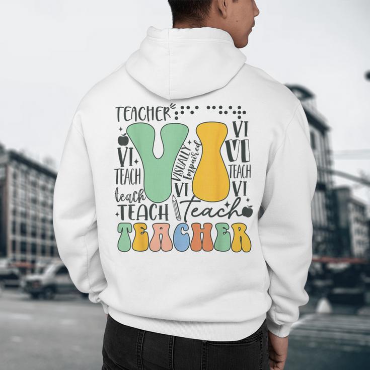 Braille Teacher Of The Visually Impaired Groovy VI Teacher Men's Hoodie Back Print, novelty gifts, funny gifts Braille Teacher Of The Visually Impaired Groovy VI Teacher Men's Hoodie Back Print, novelty gifts, funny gifts