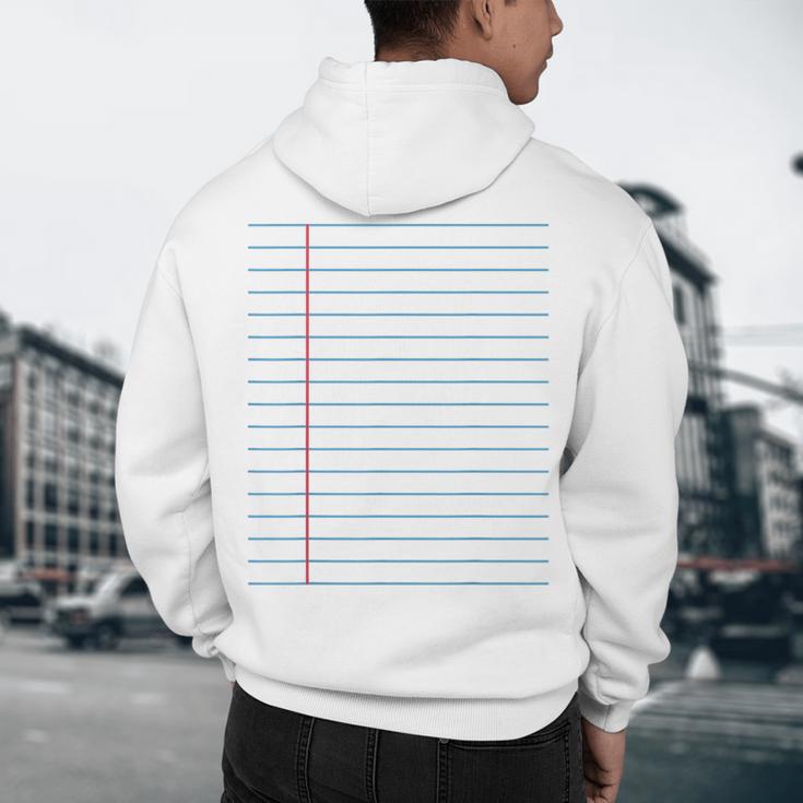 College Ruled Lined Paper Student Teacher Professor Costume Men's Hoodie Back Print, novelty gifts, funny gifts