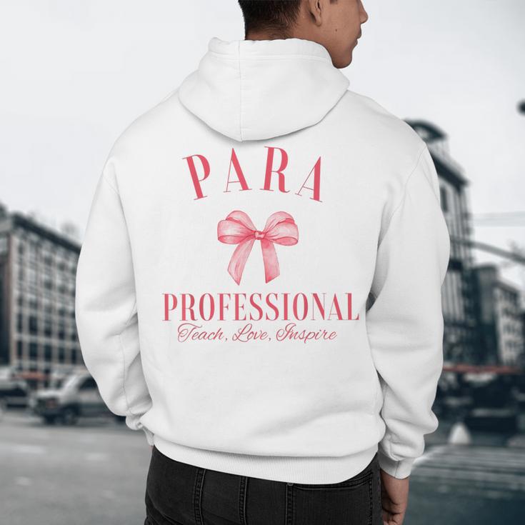 Coquette Bow Paraprofessional School Para Squad Teacher Aide Men's Hoodie Back Print, novelty gifts, funny gifts