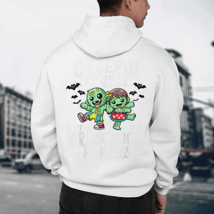 Creepin It Real Monster School Preschool Teacher Halloween Men's Hoodie Back Print, novelty gifts, funny gifts