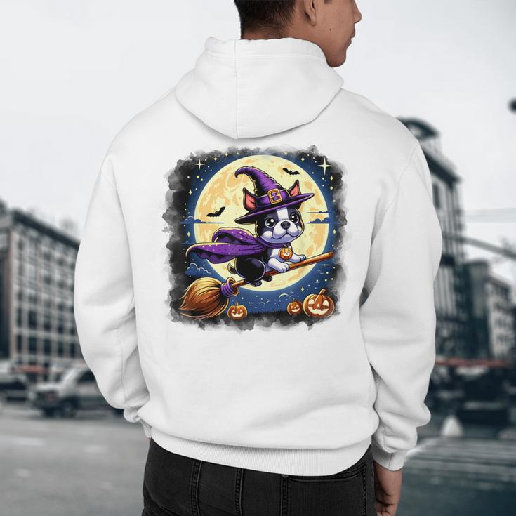 Cute Boston Terrier Halloween Costume Dog Lover Women Girls Men's Hoodie Back Print, novelty gifts, funny gifts