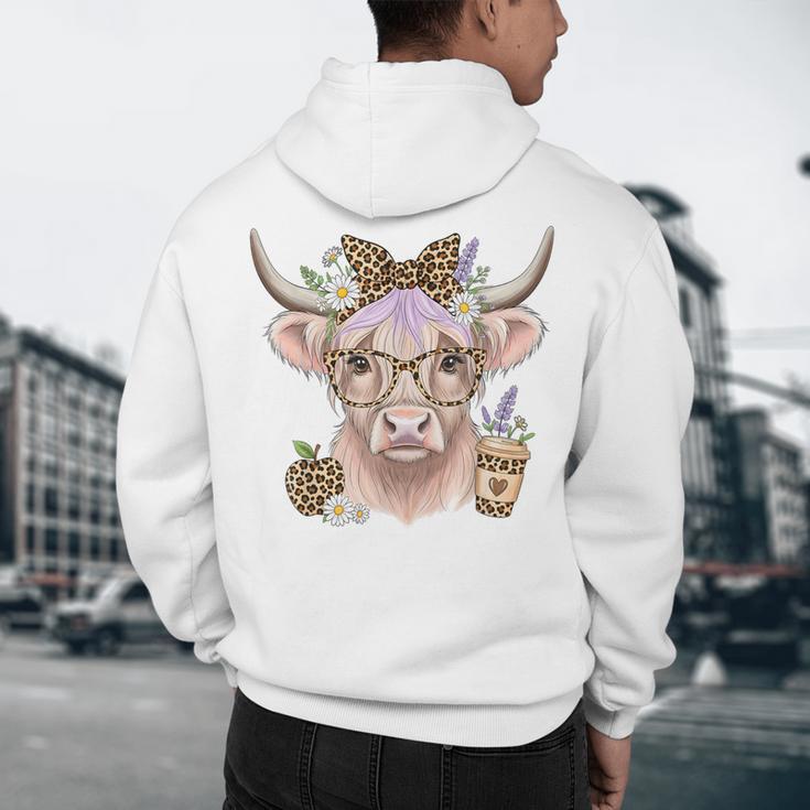 Cute Floral Highland Cow Back To School For Women Teacher Men's Hoodie Back Print, novelty gifts, funny gifts Cute Floral Highland Cow Back To School For Women Teacher Men's Hoodie Back Print, novelty gifts, funny gifts