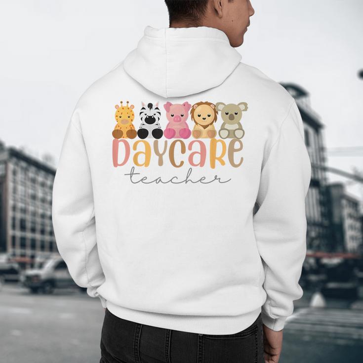 Daycare Teacher Animals Daycare Provider Back To School Men's Hoodie Back Print, novelty gifts, funny gifts