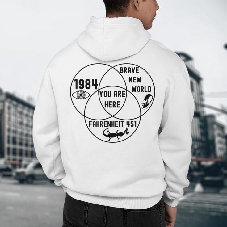 You Are Here Dystopian Venn Diagram English Teacher Bk Men's Hoodie Back Print, novelty gifts, funny gifts You Are Here Dystopian Venn Diagram English Teacher Bk Men's Hoodie Back Print, novelty gifts, funny gifts