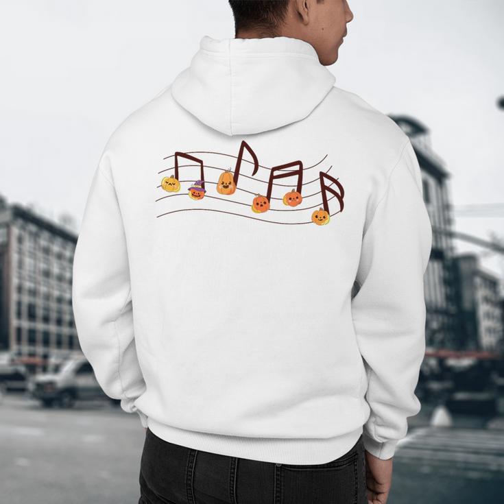 Fall Music Teacher Halloween Pumpkin Music Note Fall Teacher Men's Hoodie Back Print, novelty gifts, funny gifts