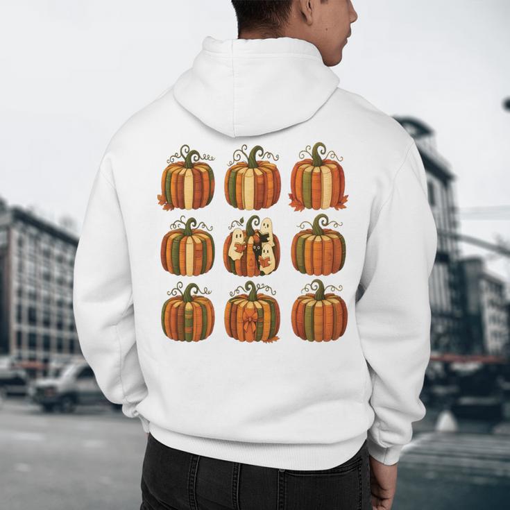 Halloween Teacher Fall Book Pumpkin Retro Reading Men's Hoodie Back Print, novelty gifts, funny gifts