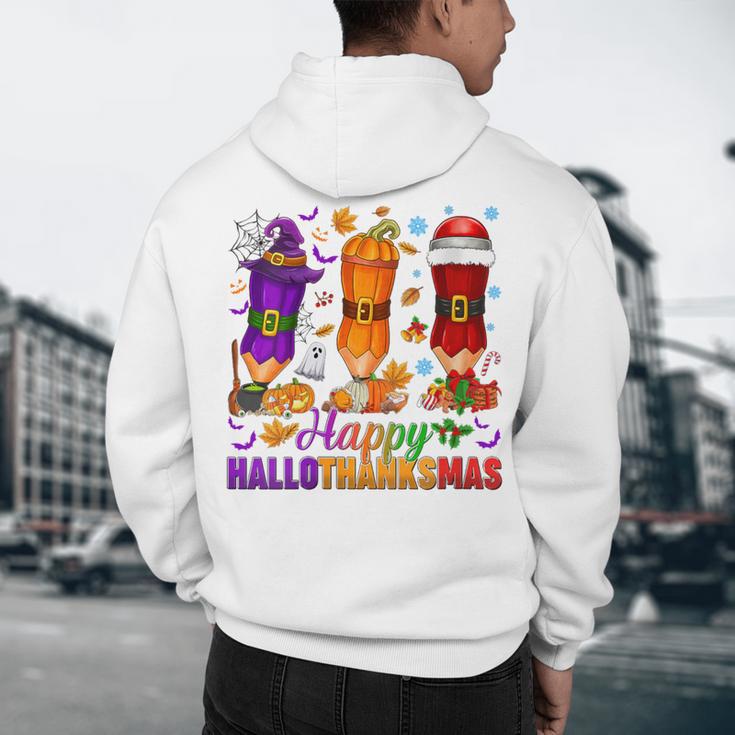 Happy Hallothanksmas Halloween Thanksgiving Pencils Teachers Men's Hoodie Back Print, novelty gifts, funny gifts Happy Hallothanksmas Halloween Thanksgiving Pencils Teachers Men's Hoodie Back Print, novelty gifts, funny gifts