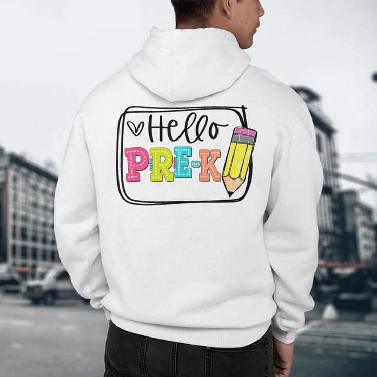 Hello Pre-K Team Preschool Teacher Kids Back To School Men's Hoodie Back Print, novelty gifts, funny gifts Hello Pre-K Team Preschool Teacher Kids Back To School Men's Hoodie Back Print, novelty gifts, funny gifts