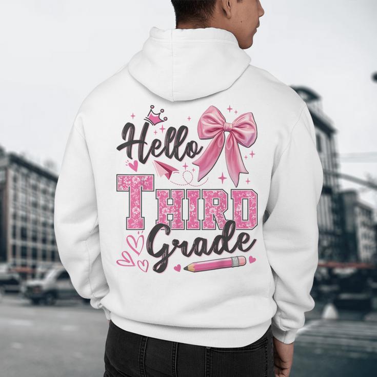 Hello Third Grade First Day Of School Coquette Teacher Girl Men's Hoodie Back Print, novelty gifts, funny gifts
