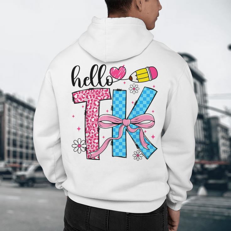 Hello TK Transitional Kindergarten Back To School Teacher Men's Hoodie Back Print, novelty gifts, funny gifts