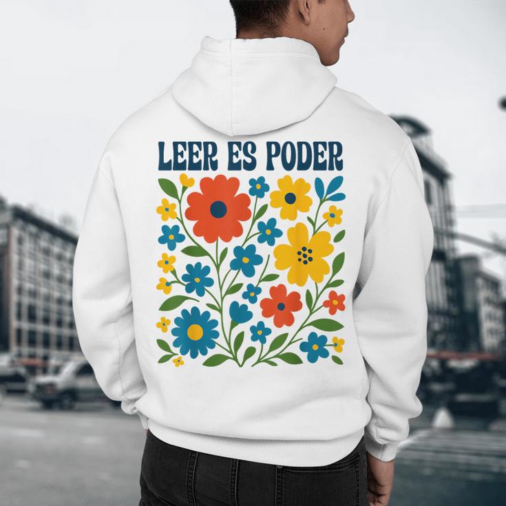 Leer Es Poder Cute Floral Boho Spanish Teacher Reading Men's Hoodie Back Print, novelty gifts, funny gifts Leer Es Poder Cute Floral Boho Spanish Teacher Reading Men's Hoodie Back Print, novelty gifts, funny gifts