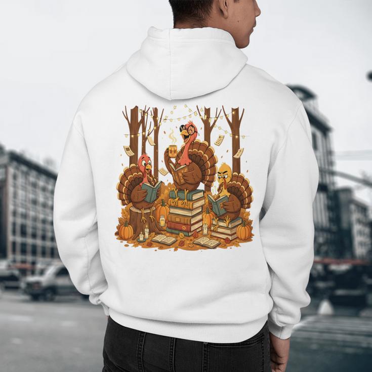 Librarian Turkey Reading Book Fall Thanksgiving Teacher Book Men's Hoodie Back Print, novelty gifts, funny gifts Librarian Turkey Reading Book Fall Thanksgiving Teacher Book Men's Hoodie Back Print, novelty gifts, funny gifts