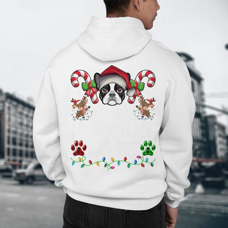 Most Likely Decorate Her Boston Terrier Dog Ugly Christmas Men's Hoodie Back Print, novelty gifts, funny gifts