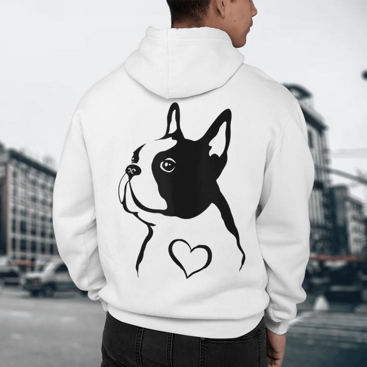 I Love My Boston Terrier Dog With Heart Men's Hoodie Back Print, novelty gifts, funny gifts