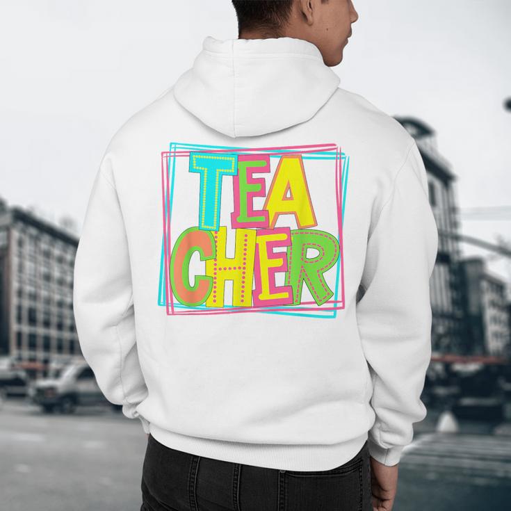 Neon Retro Teacher Cute Teacher Team New Teacher Back To Sch Men's Hoodie Back Print, novelty gifts, funny gifts