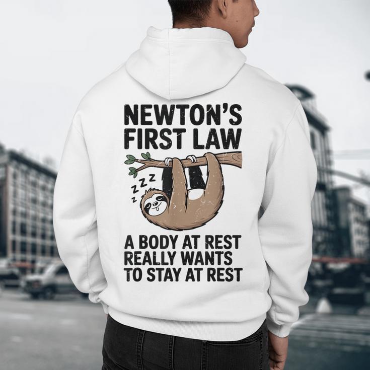 Newtons First Law Physics Jokes Science Teacher Men's Hoodie Back Print, novelty gifts, funny gifts