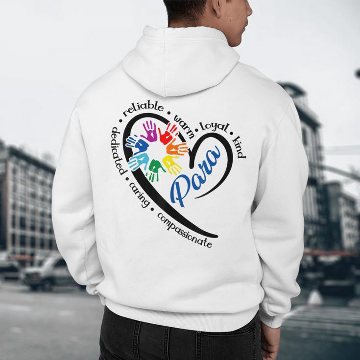 Para Heart Teacher Paraprofessional Paraeducator Men Women Men's Hoodie Back Print, novelty gifts, funny gifts