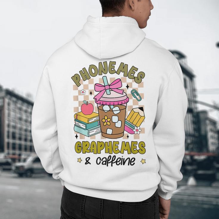 Phonemes Graphemes Caffeine Back To School Reading Teacher Men's Hoodie Back Print, novelty gifts, funny gifts Phonemes Graphemes Caffeine Back To School Reading Teacher Men's Hoodie Back Print, novelty gifts, funny gifts