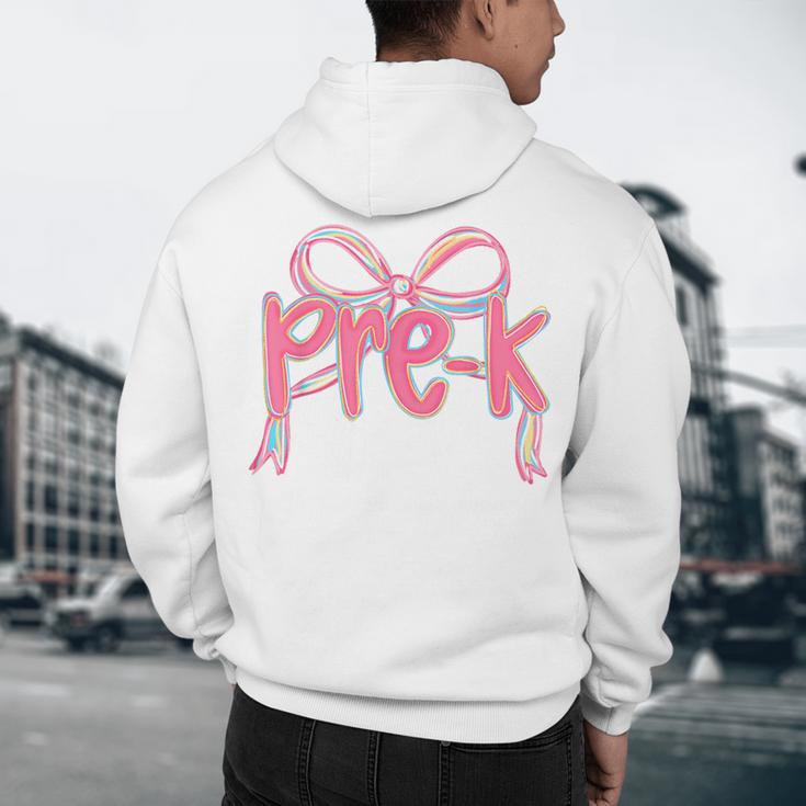 Preppy Pre k Back To School Pre-k Teachers Girls Cute Bow Men's Hoodie Back Print, novelty gifts, funny gifts Preppy Pre k Back To School Pre-k Teachers Girls Cute Bow Men's Hoodie Back Print, novelty gifts, funny gifts