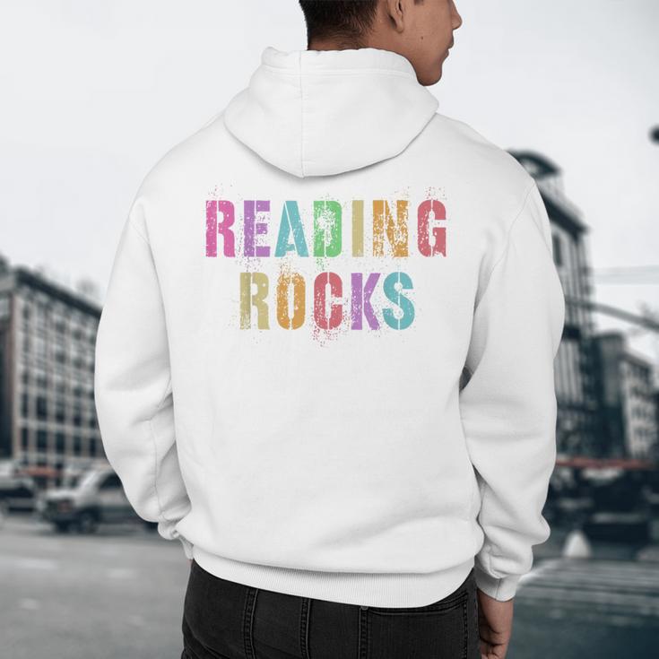 READING ROCKS English Teacher ELA ABCD Read Star Kinder Men's Hoodie Back Print, novelty gifts, funny gifts