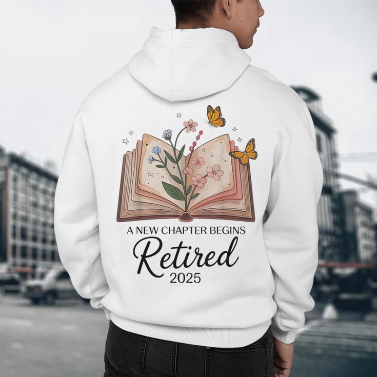 Retired 2025 A New Chapter Begins Retirement Teacher Book Men's Hoodie Back Print, novelty gifts, funny gifts
