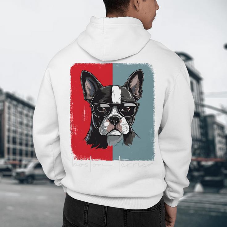 Retro Boston Terrier Dog Lover Bostie Mom Dad Dog Owner Men's Hoodie Back Print, novelty gifts, funny gifts