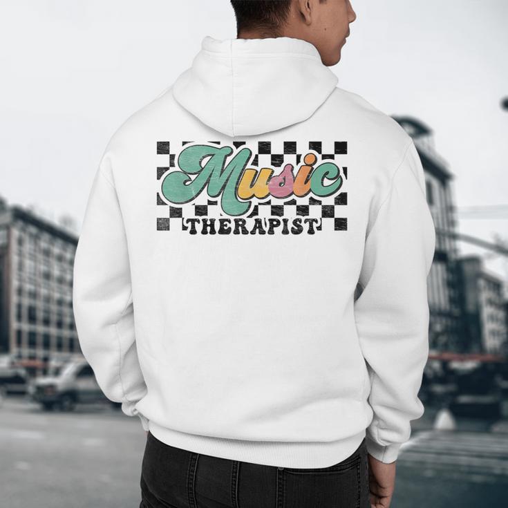 Retro Checkered Music Therapist Squad Music Therapy Teacher For Men Women Men's Hoodie Back Print, novelty gifts, funny gifts Retro Checkered Music Therapist Squad Music Therapy Teacher For Men Women Men's Hoodie Back Print, novelty gifts, funny gifts