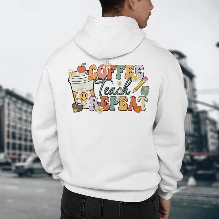Retro Grovvy Coffee Teach Repeat Teacher Men's Hoodie Back Print, novelty gifts, funny gifts