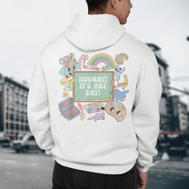 Retro Hooray It's Art Day Art Teacher Back To School Women Men's Hoodie Back Print, novelty gifts, funny gifts Retro Hooray It's Art Day Art Teacher Back To School Women Men's Hoodie Back Print, novelty gifts, funny gifts