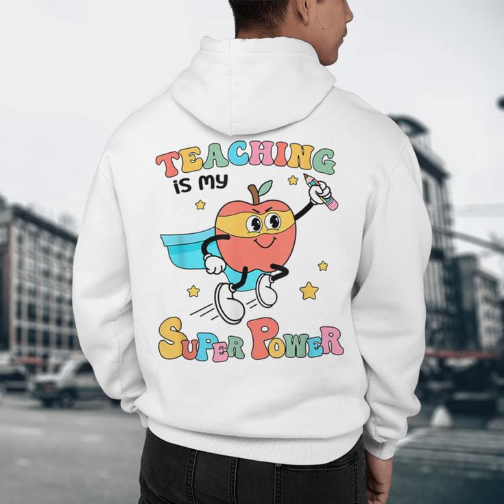 Retro Teaching Is My Superpower Apple Teacher Appreciation Men's Hoodie Back Print, novelty gifts, funny gifts Retro Teaching Is My Superpower Apple Teacher Appreciation Men's Hoodie Back Print, novelty gifts, funny gifts