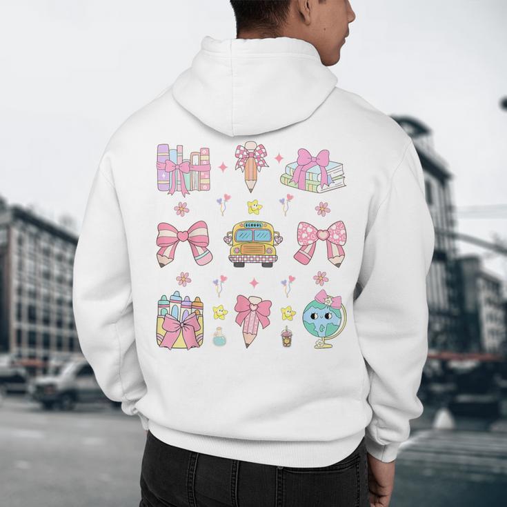 School Pencils And Bows Teacher Bow Coquette Pencil Girls Men's Hoodie Back Print, novelty gifts, funny gifts