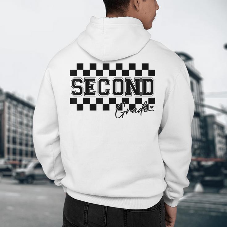 Second Grade Checkered Teacher 1st Day Back To School Women Men's Hoodie Back Print, novelty gifts, funny gifts