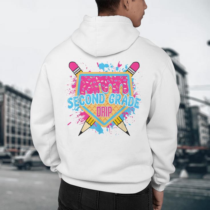 Second Grade Drip Ice Cream Home Plate Baseball Teachers Kid Men's Hoodie Back Print, novelty gifts, funny gifts