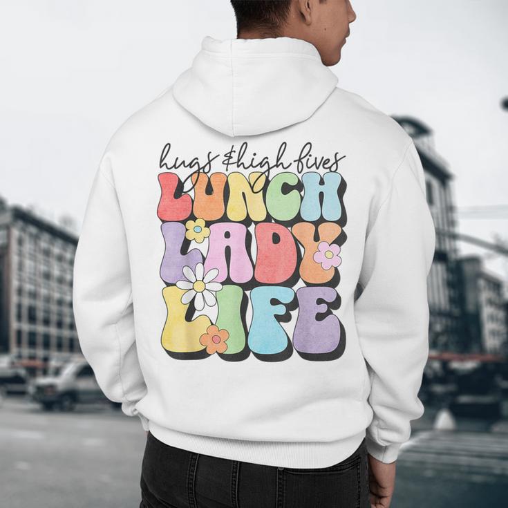 Soul Bleach Teacher Staff First Day Of School Last Hugs & High Fives Lunch Lady Vibes Blue Classic Fit Men's Hoodie Back Print, novelty gifts, funny gifts Soul Bleach Teacher Staff First Day Of School Last Hugs & High Fives Lunch Lady Vibes Blue Classic Fit Men's Hoodie Back Print, novelty gifts, funny gifts
