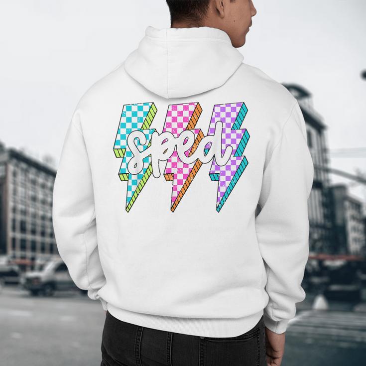 SPED Teacher Squad Lightning Bolt Special Education Men's Hoodie Back Print, novelty gifts, funny gifts