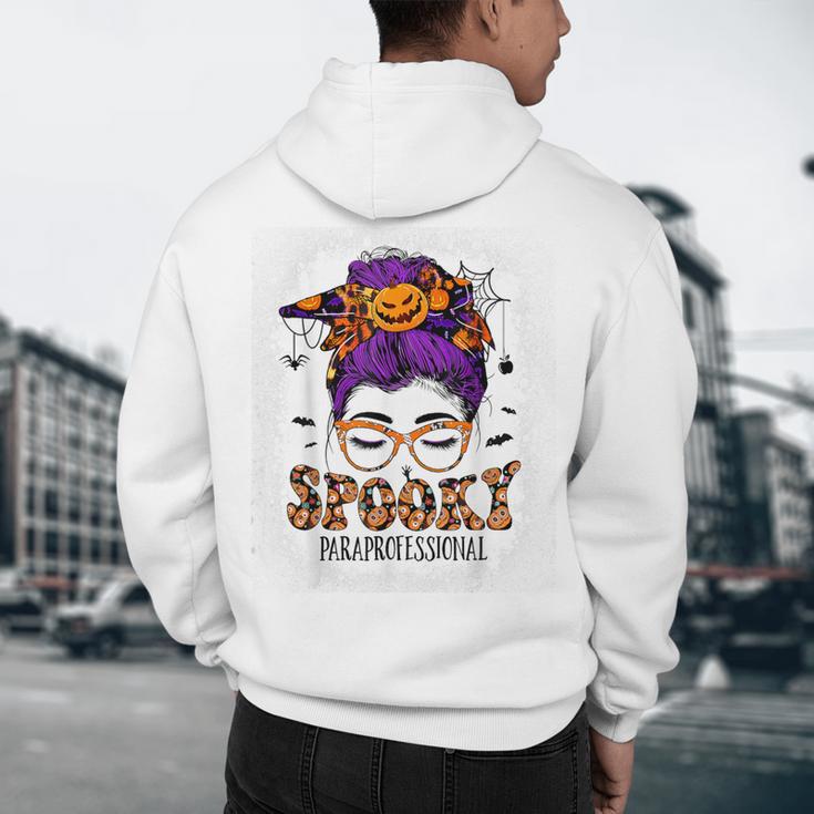 Spooky Paraprofessional Life Halloween Messy Bun Teacher For Men Women Men's Hoodie Back Print, novelty gifts, funny gifts Spooky Paraprofessional Life Halloween Messy Bun Teacher For Men Women Men's Hoodie Back Print, novelty gifts, funny gifts