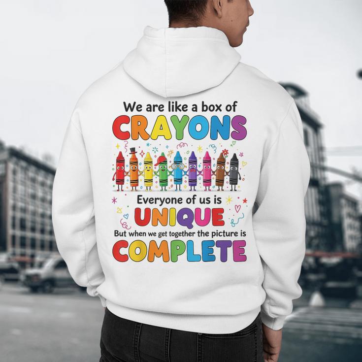 Teacher We Are Like a Box Of Crayons Back To School Men's Hoodie Back Print, novelty gifts, funny gifts Teacher We Are Like a Box Of Crayons Back To School Men's Hoodie Back Print, novelty gifts, funny gifts