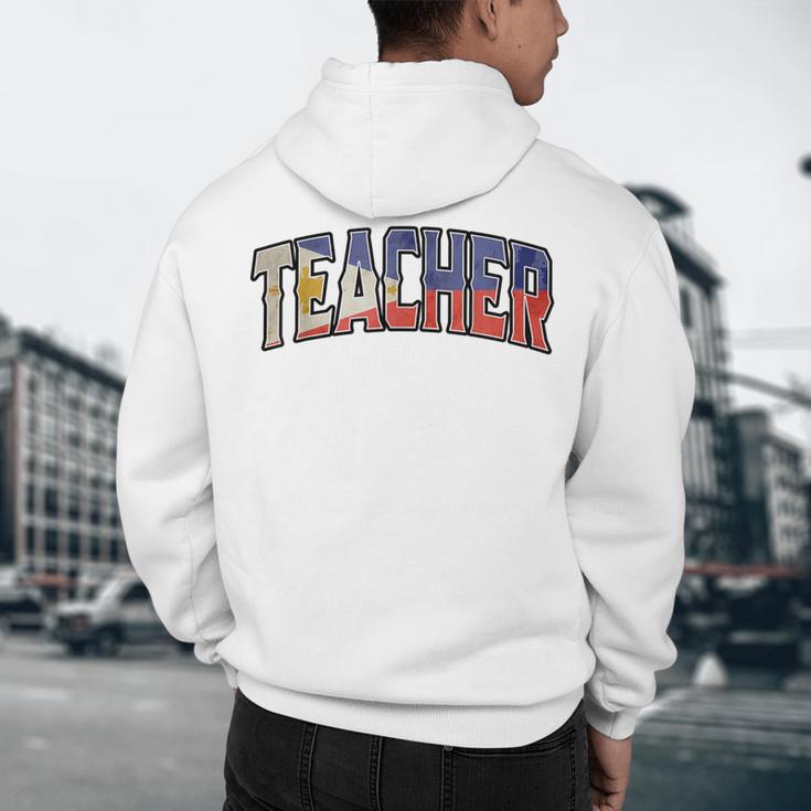 Teacher Filipino Vintage Heritage DNA Flag Men's Hoodie Back Print, novelty gifts, funny gifts Teacher Filipino Vintage Heritage DNA Flag Men's Hoodie Back Print, novelty gifts, funny gifts