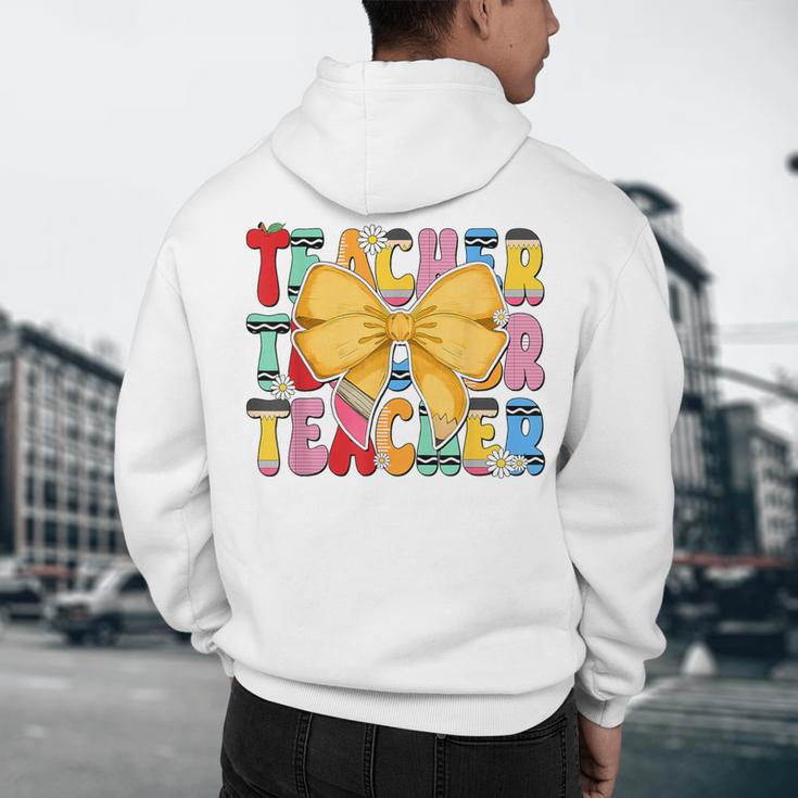 Teacher Pencil Coquette Bow Back To School Teacher Men's Hoodie Back Print, novelty gifts, funny gifts Teacher Pencil Coquette Bow Back To School Teacher Men's Hoodie Back Print, novelty gifts, funny gifts